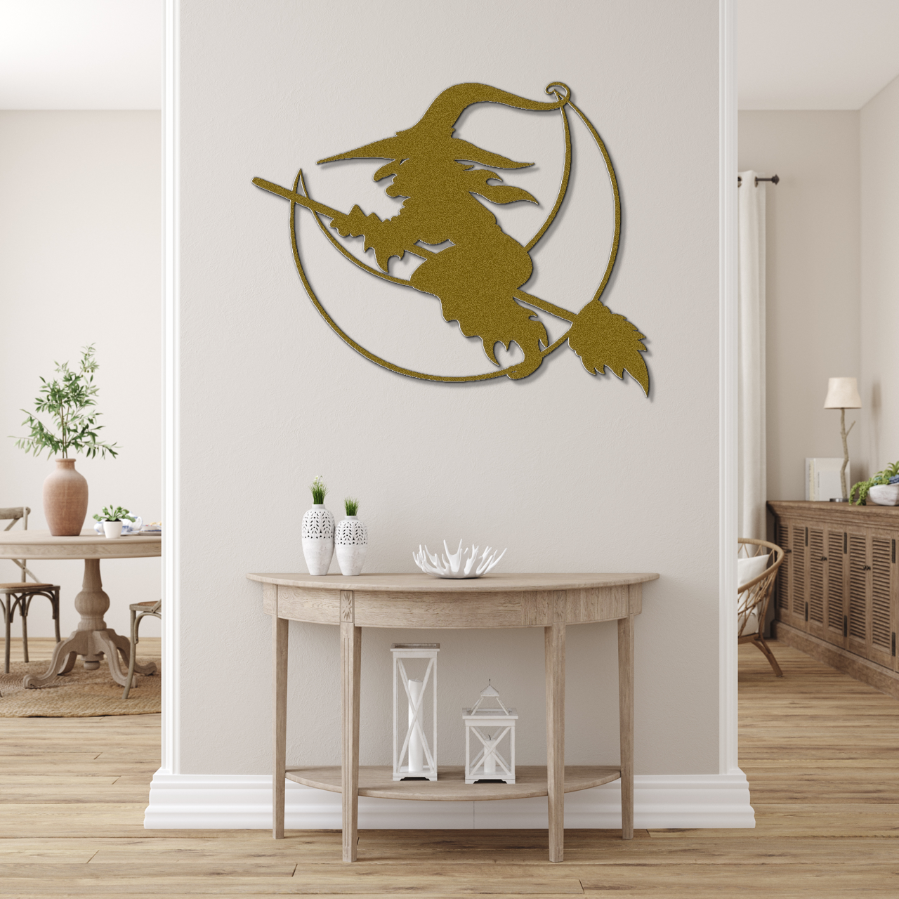 Halloween Moon Witch Metal Sign