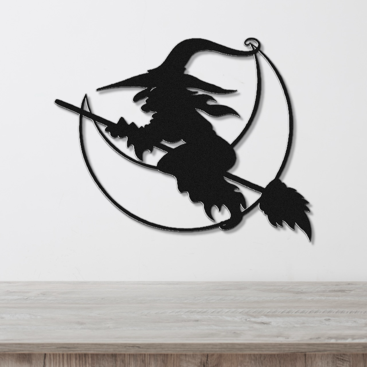 Halloween Moon Witch Metal Sign